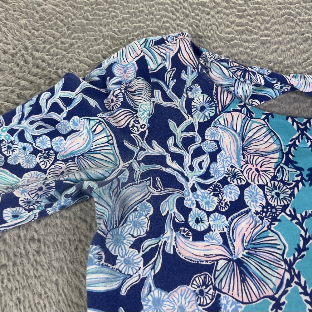 Lilly Pulitzer Bay Dress Womens Small Blue Lapis Lazuli Beach Shells Colorful - Picture 8 of 11